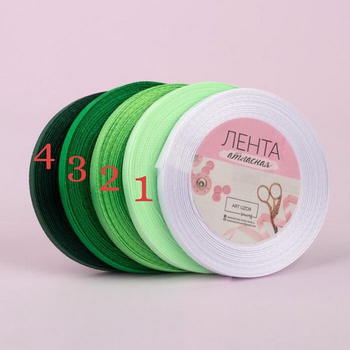 Лента атласная, 6 мм, зеленый № 2