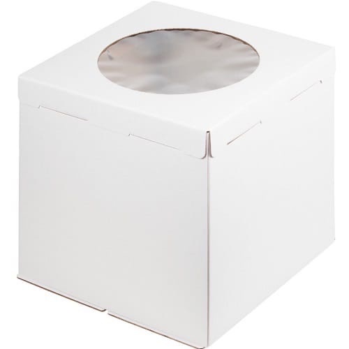Коробка для торта с окошком, 30х30х45 см (белая)