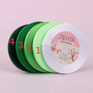 Лента атласная, 6 мм, зеленый № 3