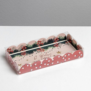 Коробка для кондитерских изделий с PVC крышкой «Гирлянды», 10,5х21х3 см